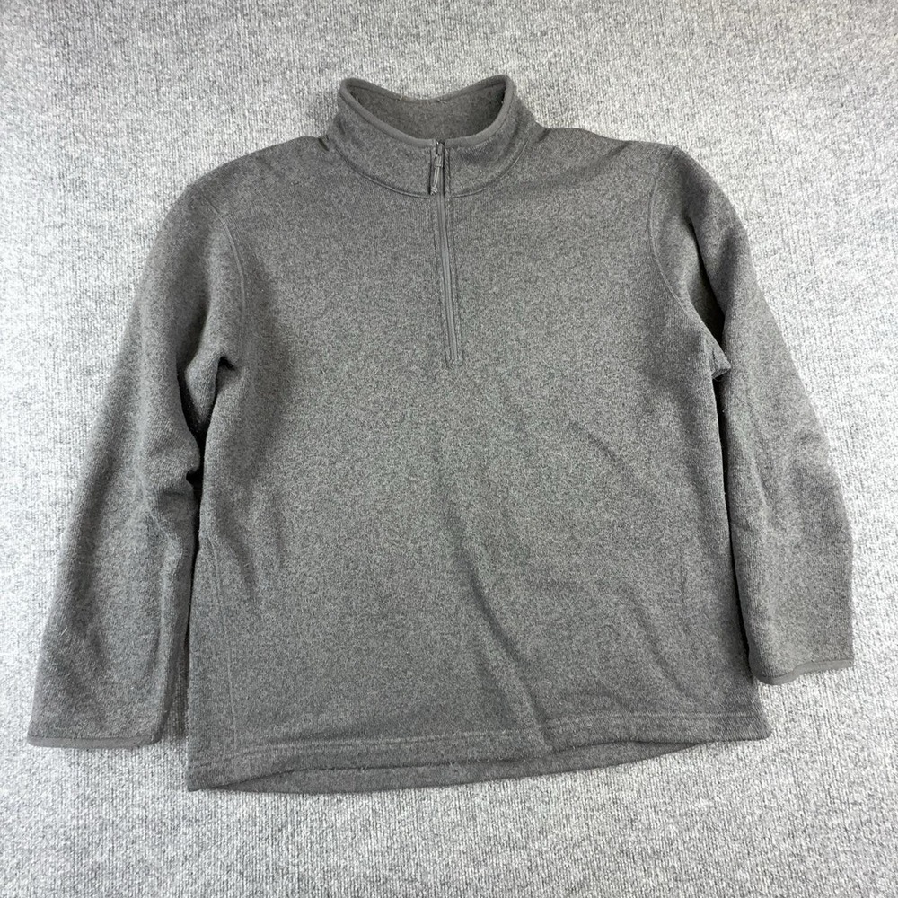 Cabela's Sweater Mens XL Gray 1/4 Zip Mock Neck Fleece Pullover Classic Fit